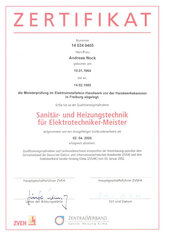 Andreas Nock Sanitär- und Heizungstechnik für Elektrotechniker-Meister